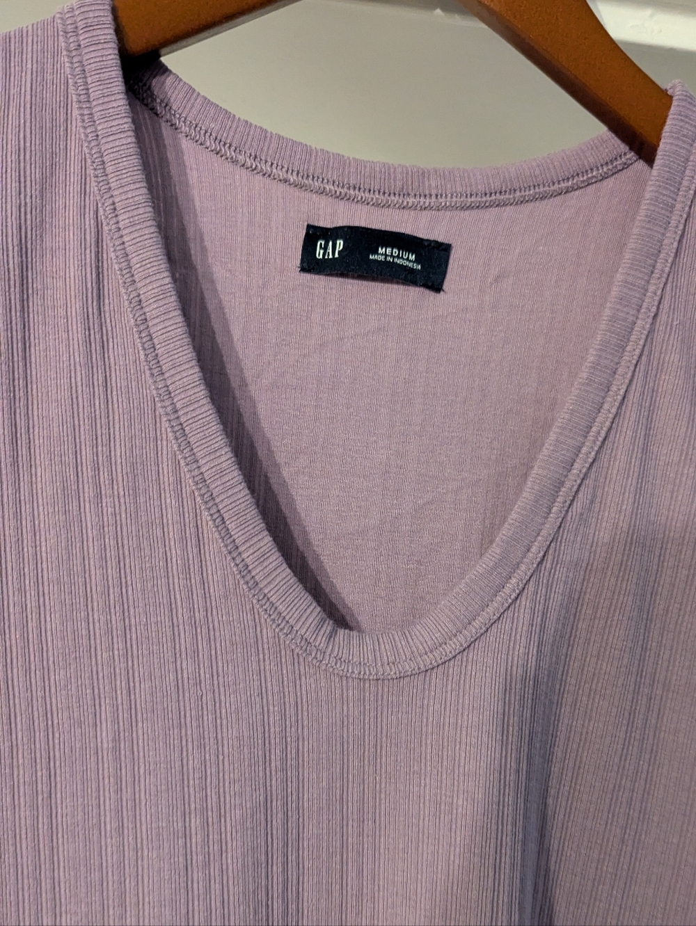 GAP Ribbed V-Neck Tank in Lavender